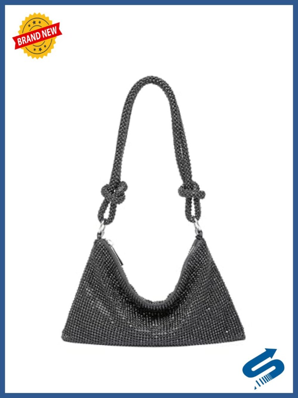 Rhinestone Evening Clutch Purse Knotted Strap Women Formal Handbag